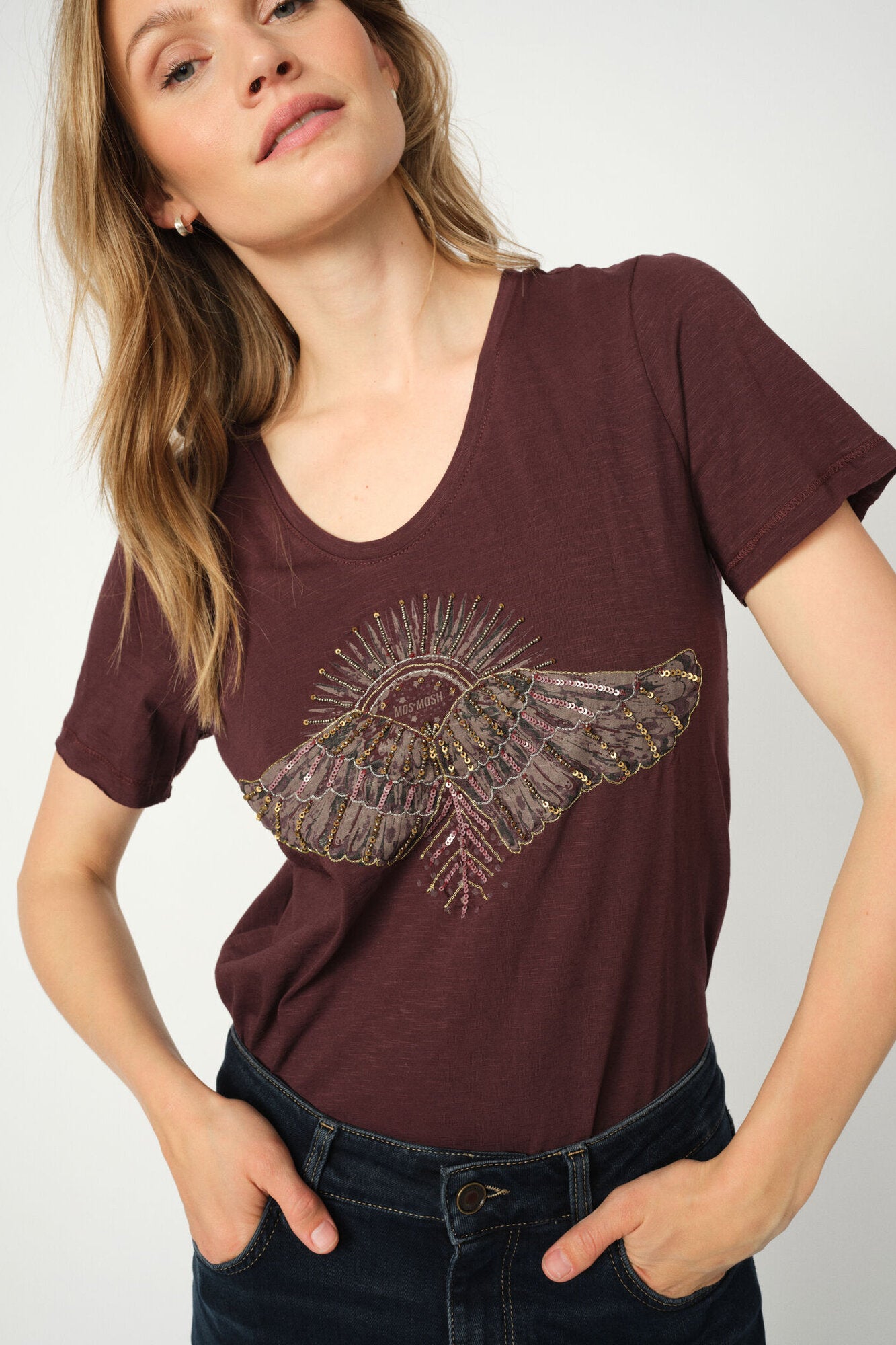 Nadine O-SS Deco t-shirt - Fudge